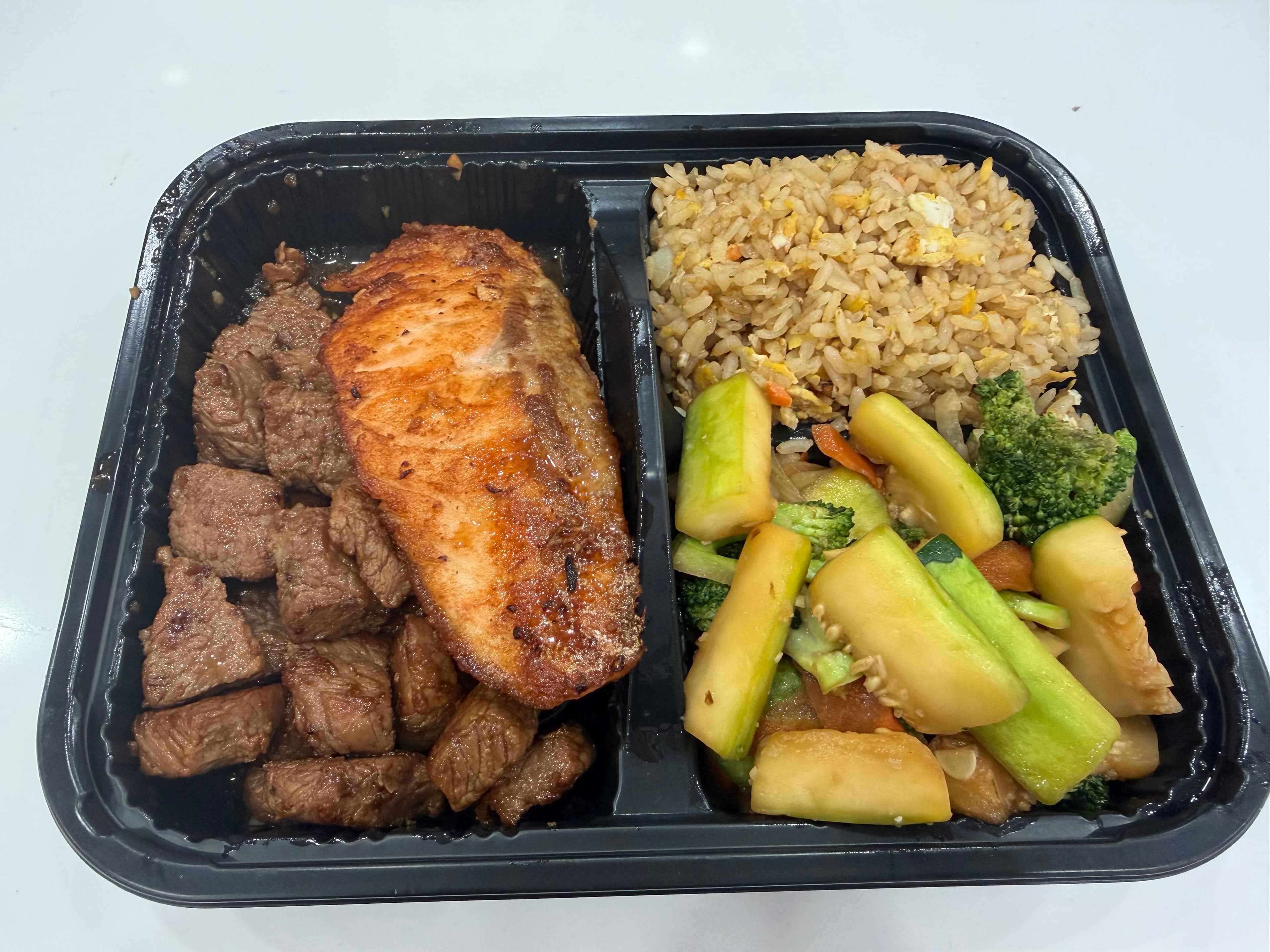 NY Strip Steak & Salmon Hibachi